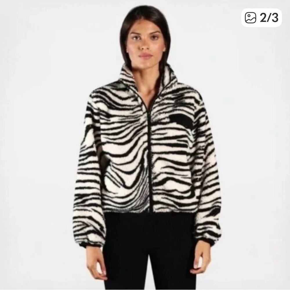Chic Zebra Pattern Teddy Jacket